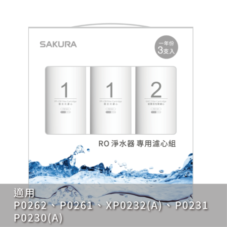 【櫻花 SAKURA】F0191 RO淨水器專用濾心3支入(一年份)