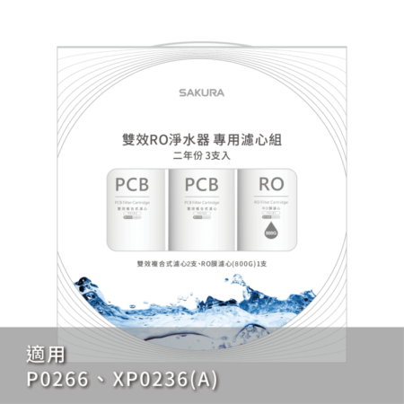 【櫻花 SAKURA】F2197 雙效RO淨水器專用濾心3支入(800G二年份)